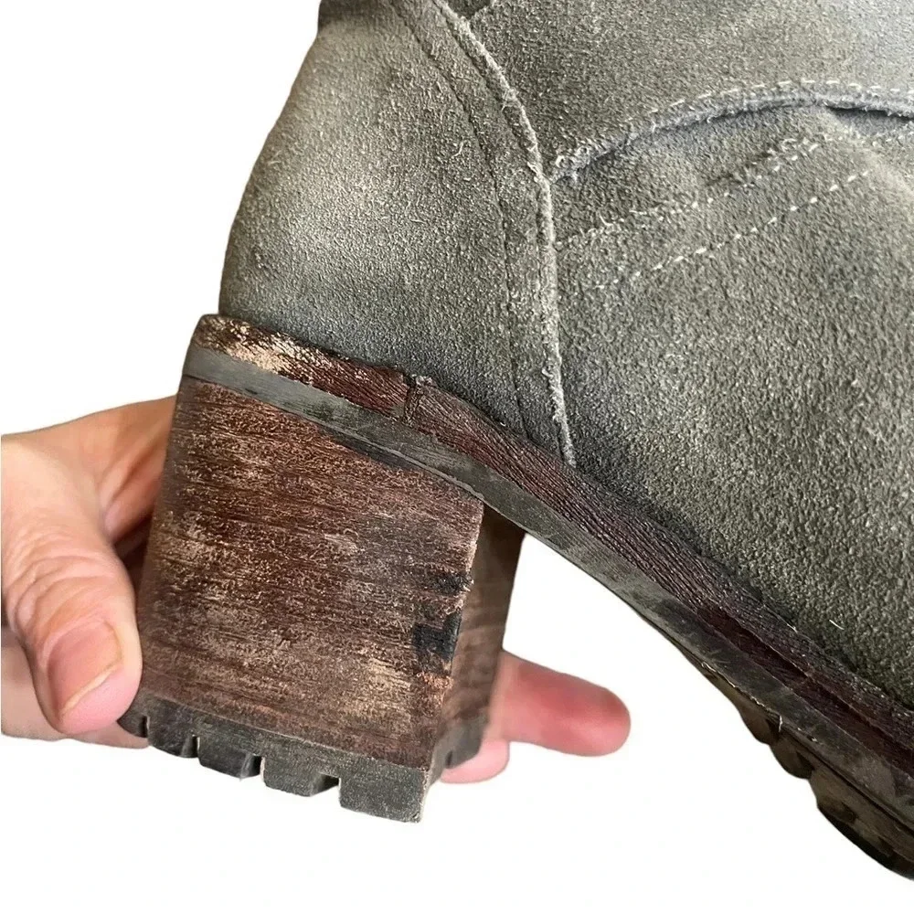 Sam Edelman Troy Gray Suede Buckle Moto  Boots Women’s size 7.5 - Picture 7 of 16